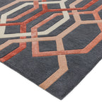 Matrix Hexagon Charcoal Hand Tufted Wool Rug MAX66