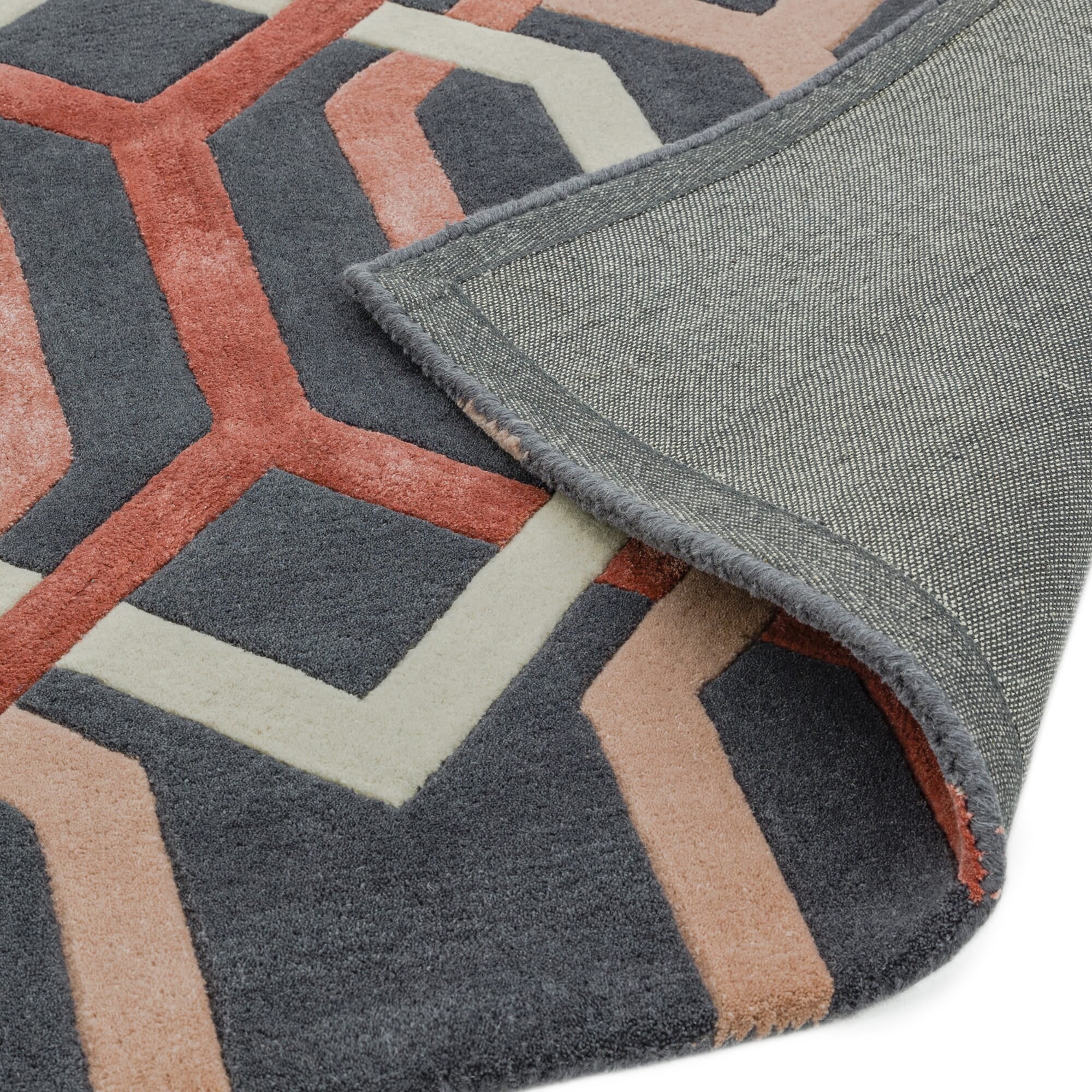 Matrix Hexagon Charcoal Hand Tufted Wool Rug MAX66