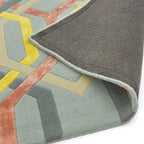 Alfombra de lana Matrix Hexagon plateada, hecha a mano MAX67