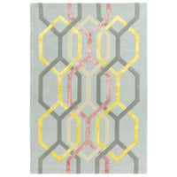 Alfombra de lana Matrix Hexagon plateada, hecha a mano MAX67