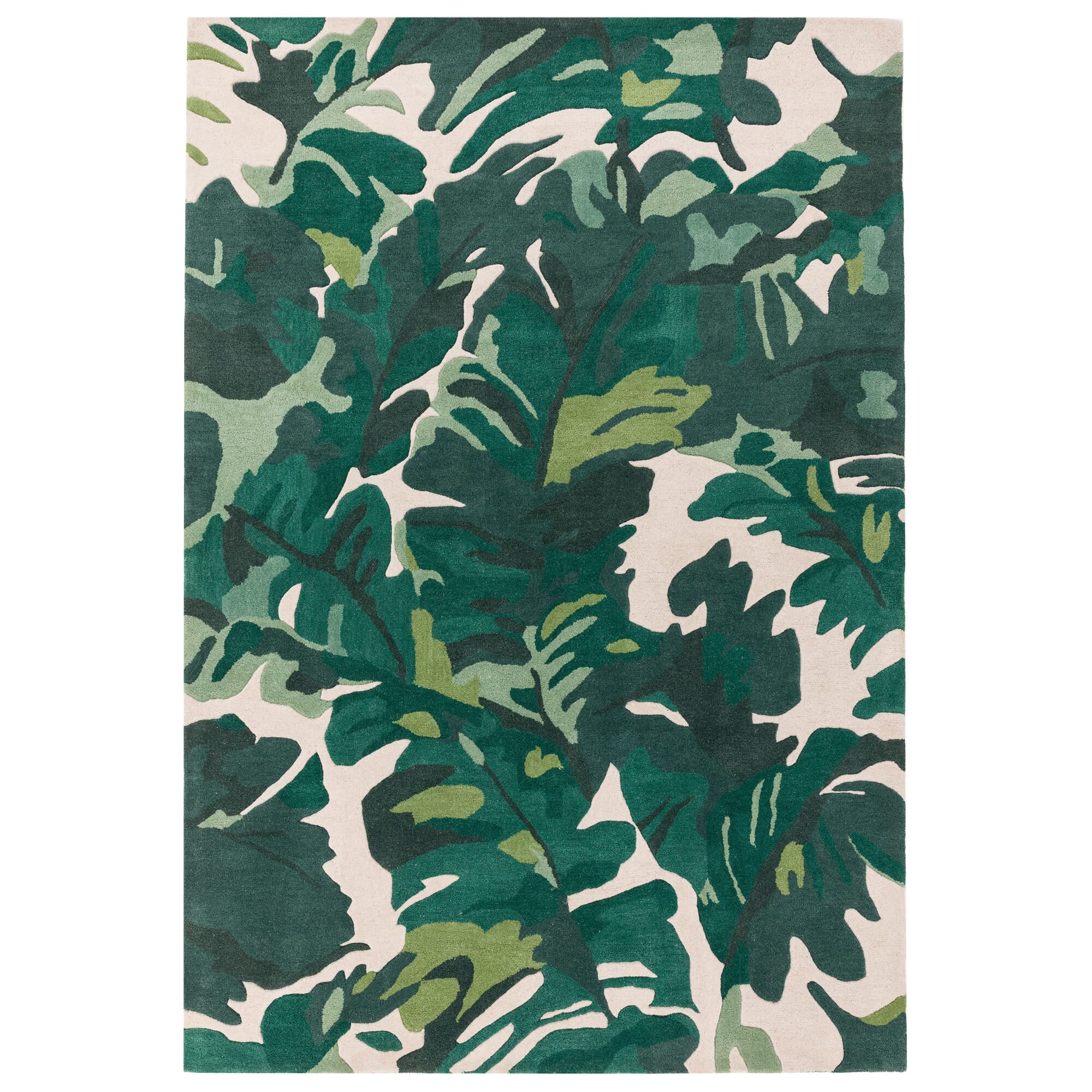 Alfombra de lana Matrix Palm verde, hecha a mano MAX73