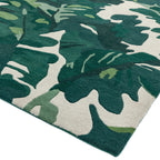 Alfombra de lana Matrix Palm verde, hecha a mano MAX73