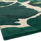 Alfombra de lana Matrix Palm verde, hecha a mano MAX73