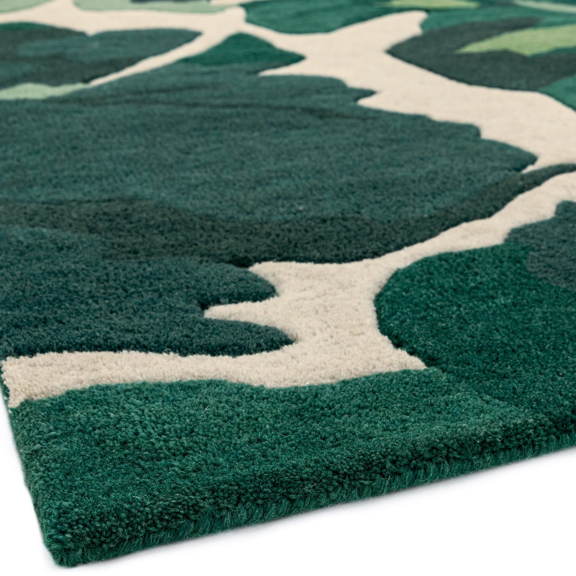 Alfombra de lana Matrix Palm verde, hecha a mano MAX73