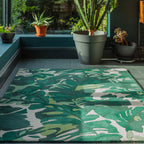 Alfombra de lana Matrix Palm verde, hecha a mano MAX73