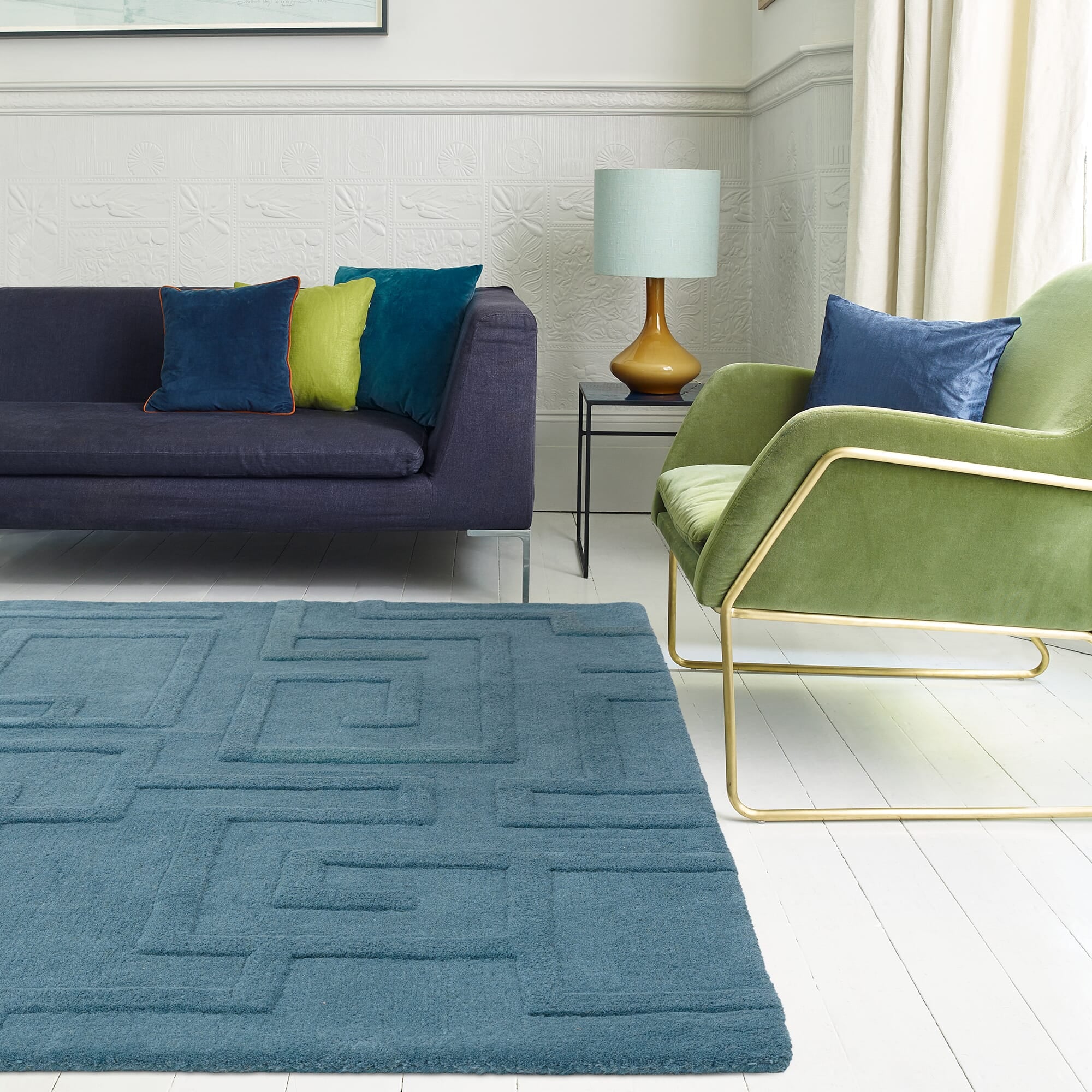 Maze Teal Rug