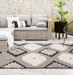 Alfombra tribal Monty negro/crema para interior/exterior MN01