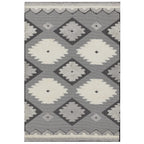 Alfombra tribal Monty negro/crema para interior/exterior MN01