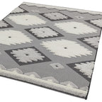 Alfombra tribal Monty negro/crema para interior/exterior MN01