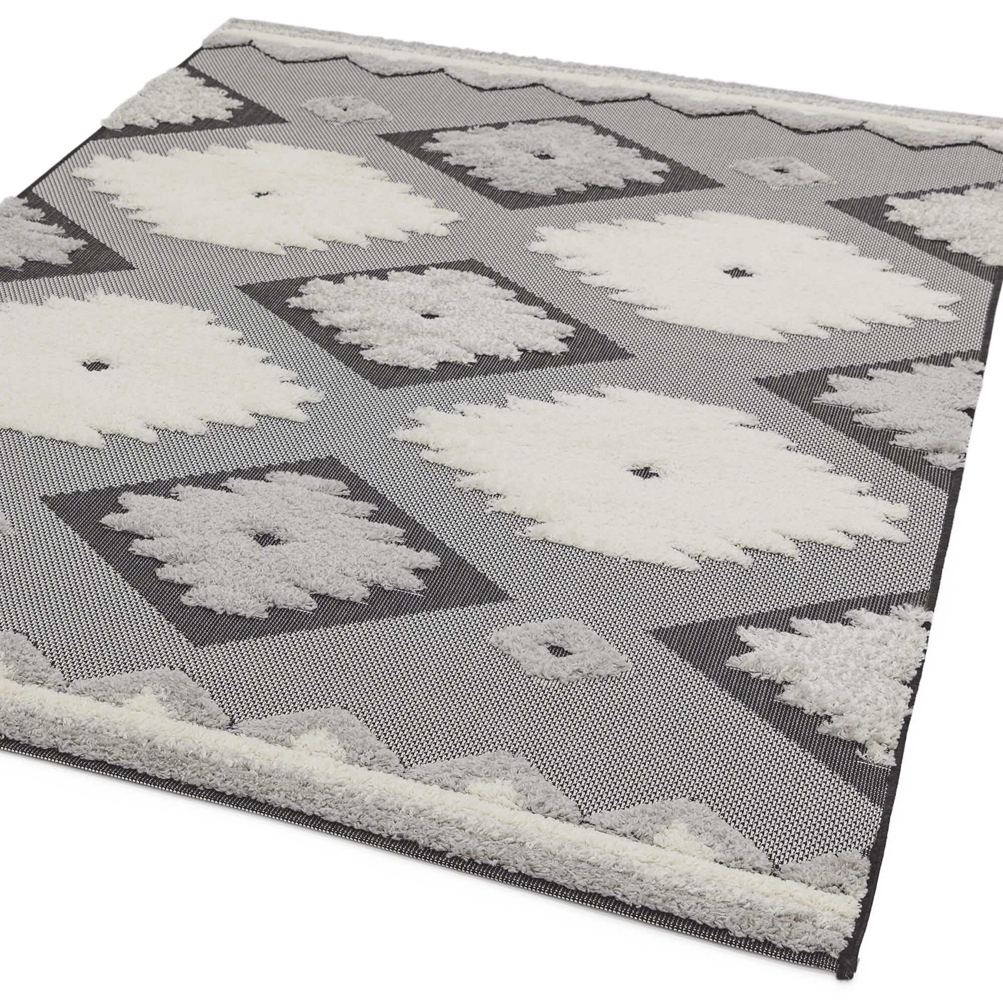 Alfombra tribal Monty negro/crema para interior/exterior MN01
