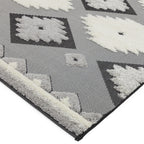 Alfombra tribal Monty negro/crema para interior/exterior MN01