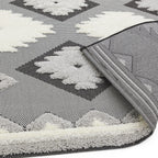 Alfombra tribal Monty negro/crema para interior/exterior MN01