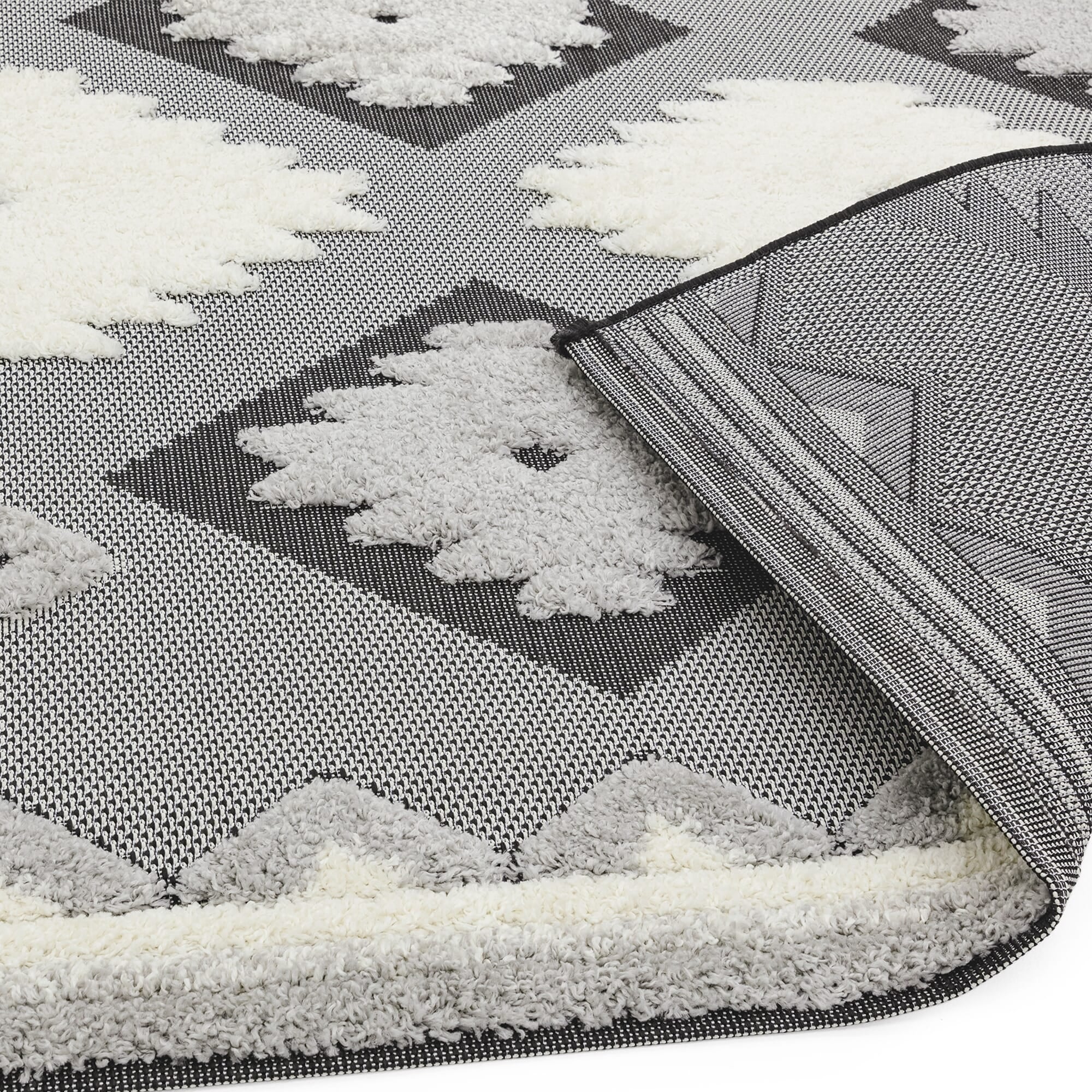 Alfombra tribal Monty negro/crema para interior/exterior MN01
