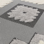 Alfombra tribal Monty negro/crema para interior/exterior MN01