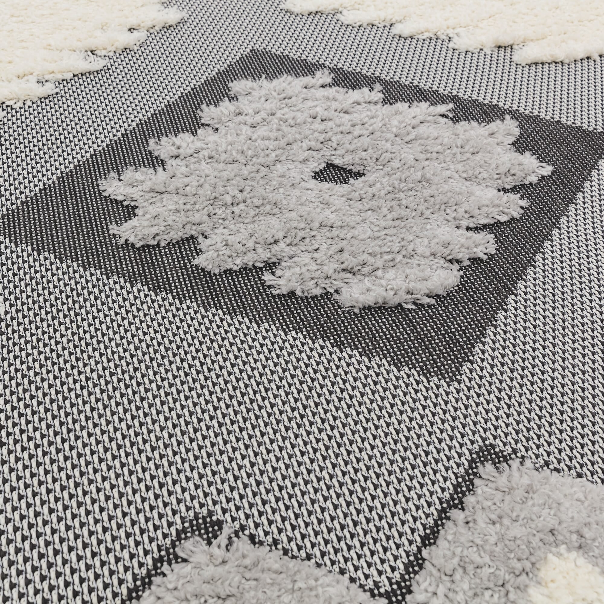 Alfombra tribal Monty negro/crema para interior/exterior MN01