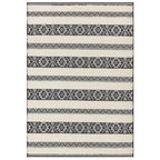 Alfombra de rayas Monty negro/crema para interior/exterior MN03