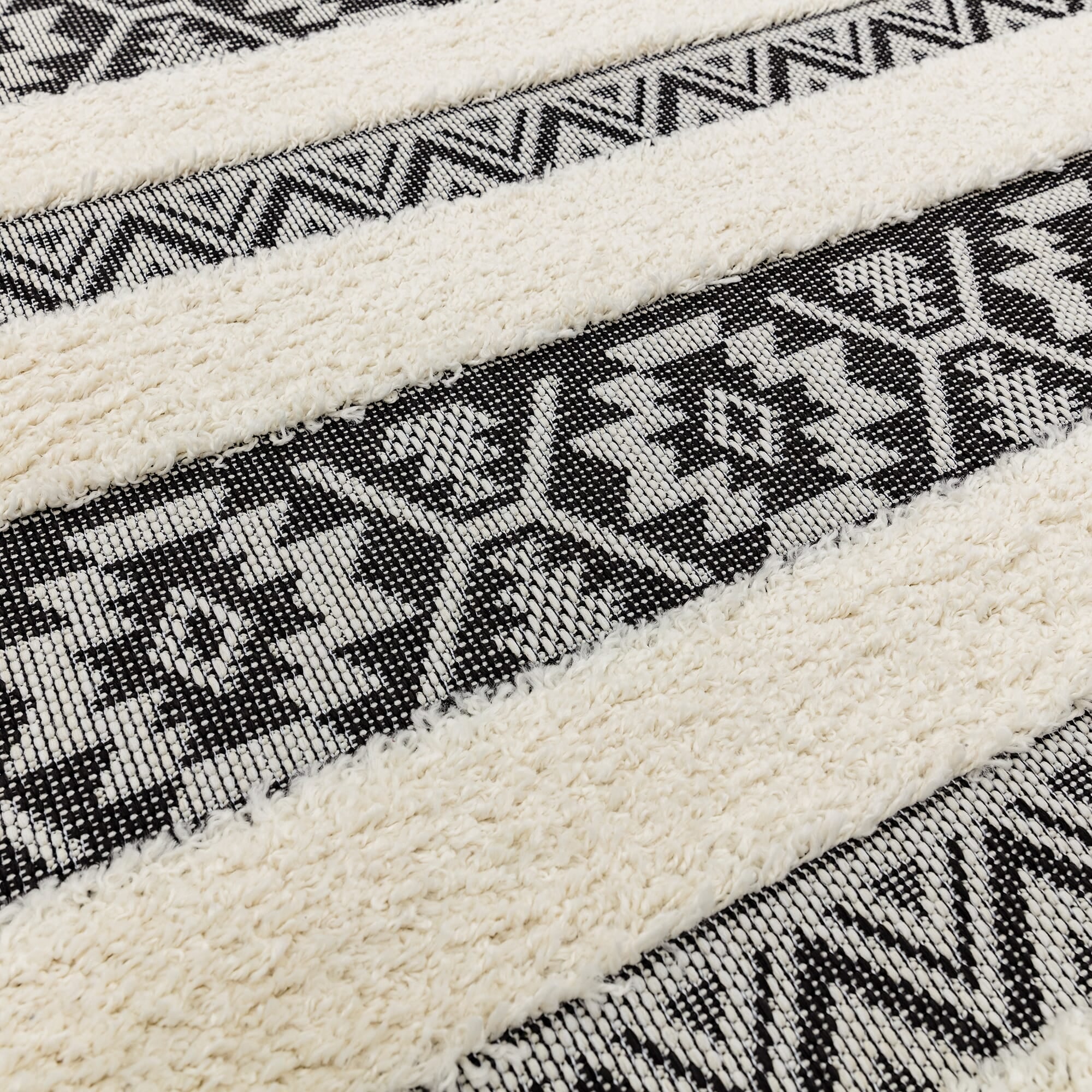 Alfombra de rayas Monty negro/crema para interior/exterior MN03