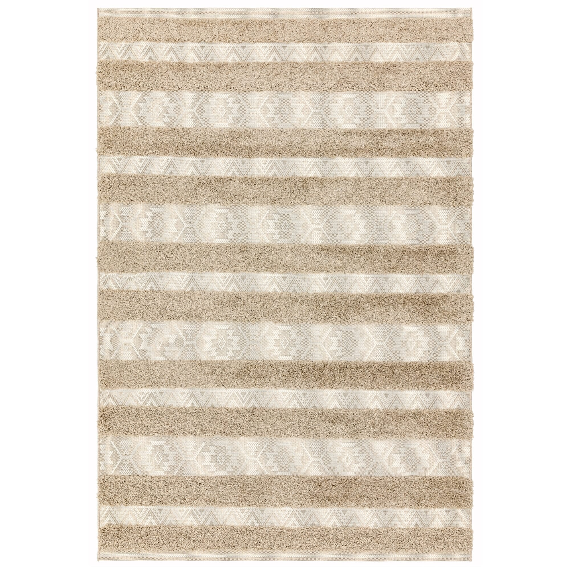 Alfombra de rayas Monty natural/crema para interior/exterior MN04