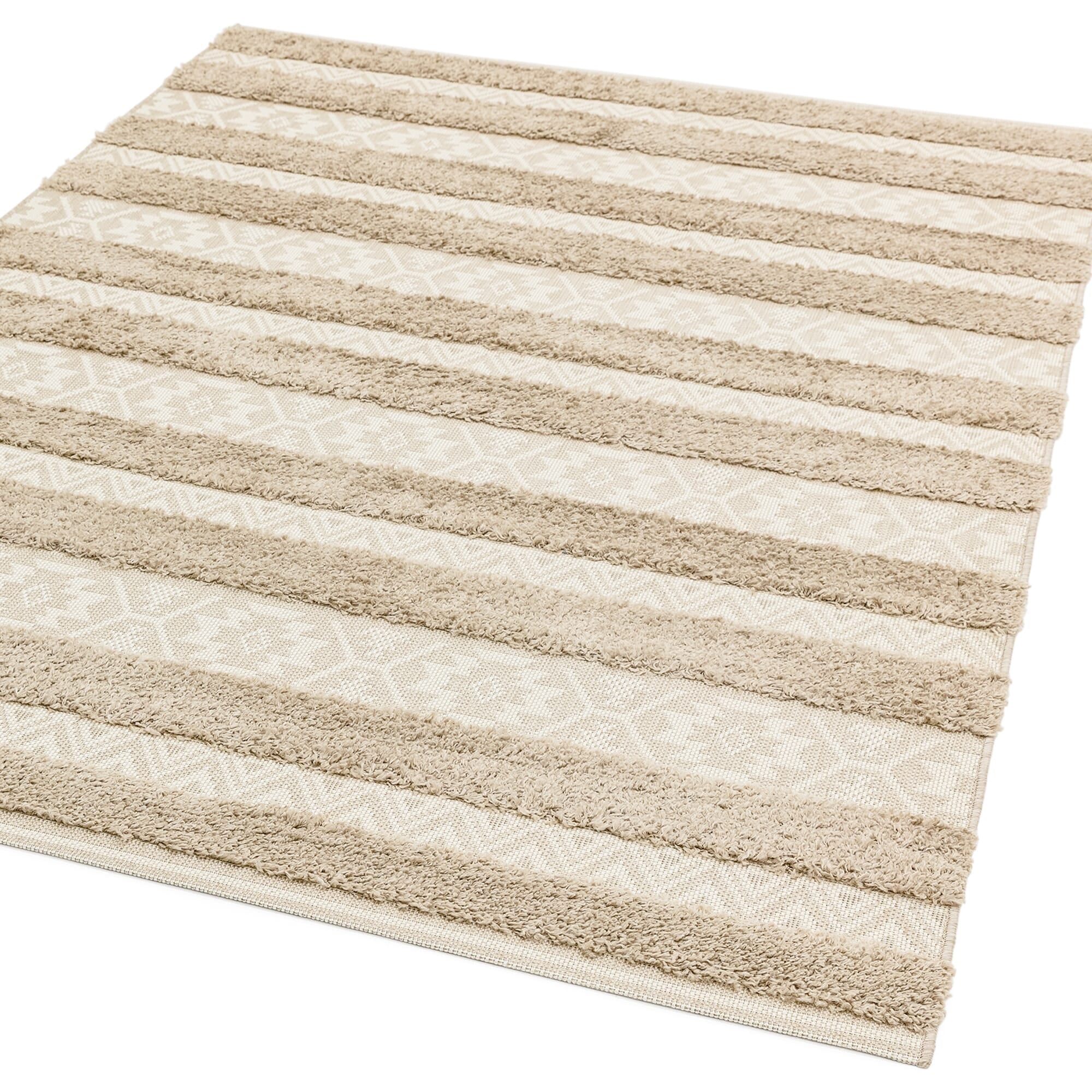Alfombra de rayas Monty natural/crema para interior/exterior MN04