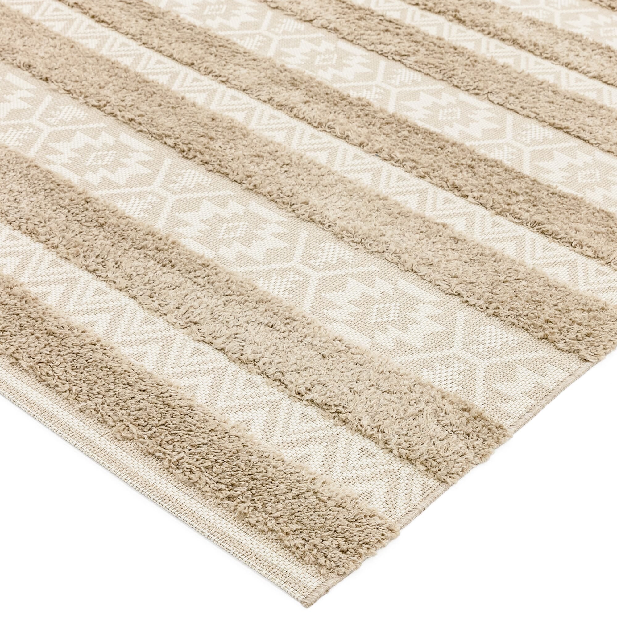 Alfombra de rayas Monty natural/crema para interior/exterior MN04
