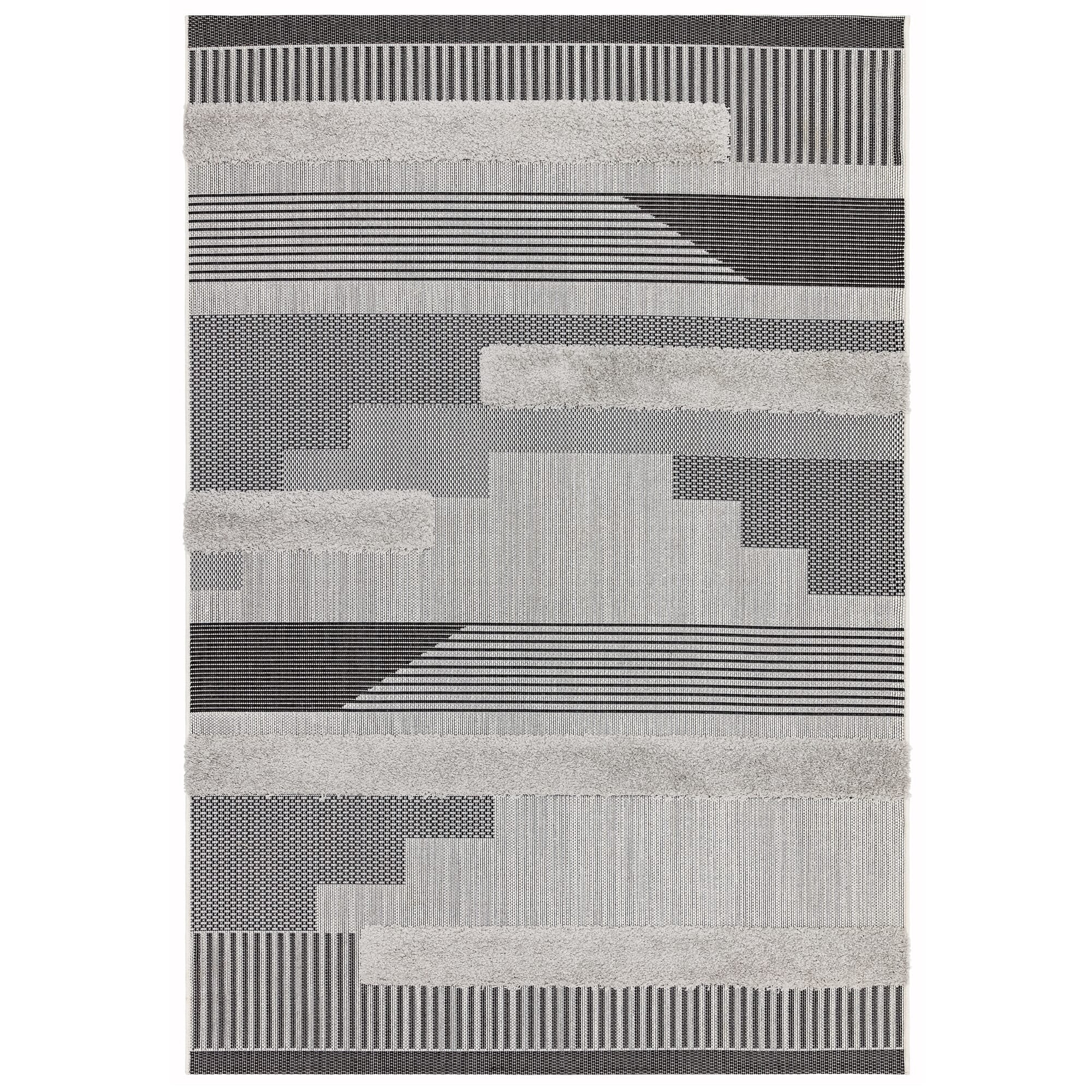 Alfombra geométrica Monty negro/gris para interior/exterior MN05