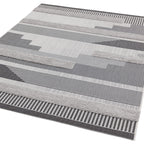 Alfombra geométrica Monty negro/gris para interior/exterior MN05
