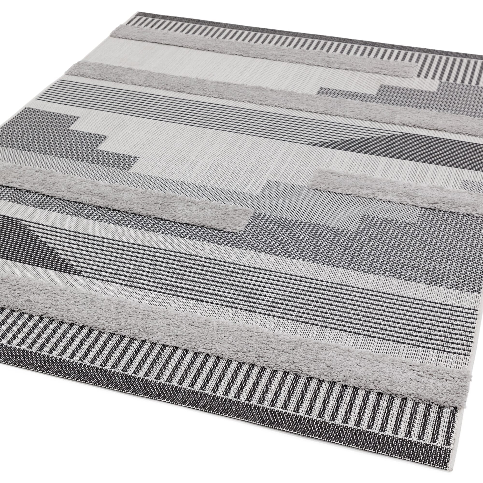 Alfombra geométrica Monty negro/gris para interior/exterior MN05