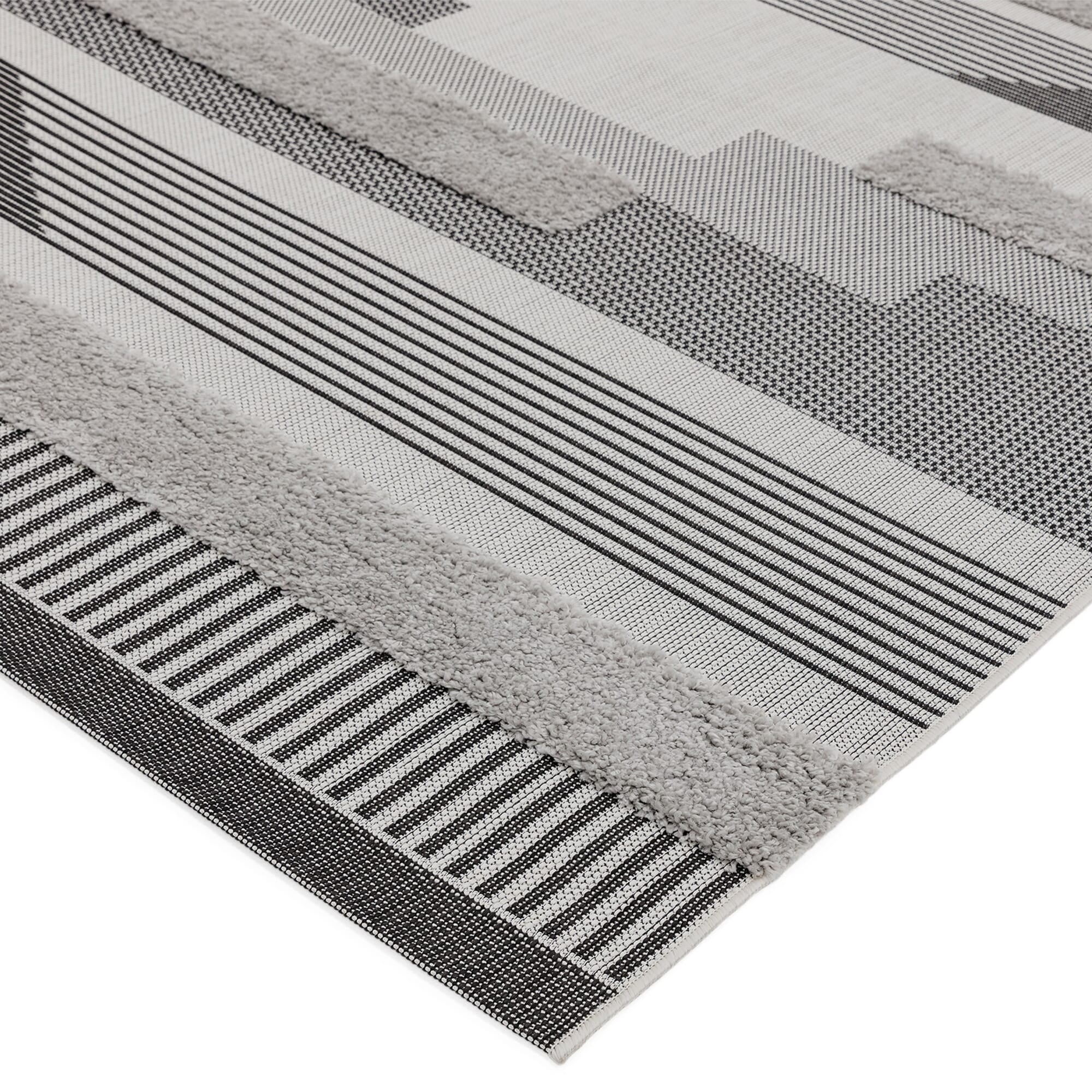 Alfombra geométrica Monty negro/gris para interior/exterior MN05
