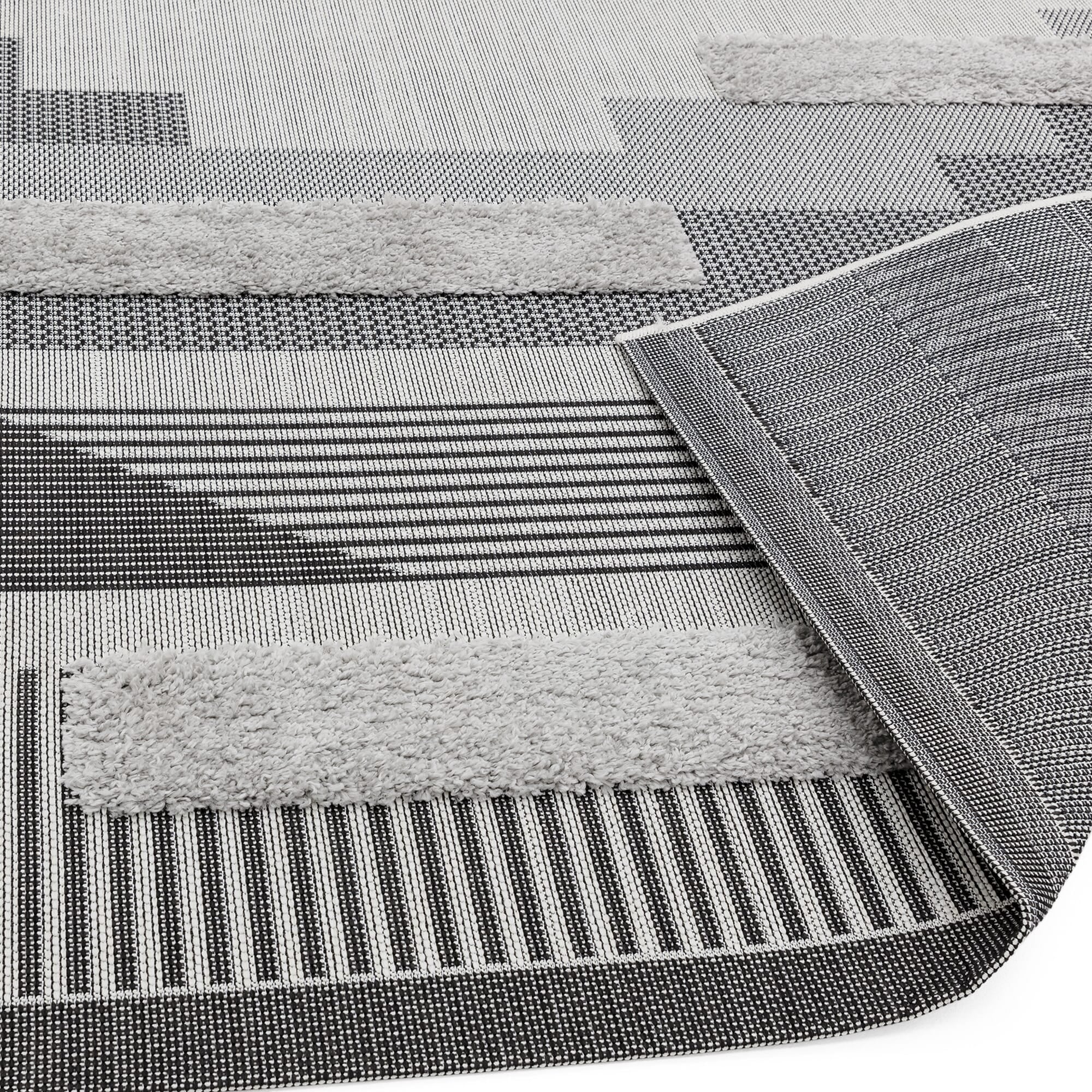 Alfombra geométrica Monty negro/gris para interior/exterior MN05