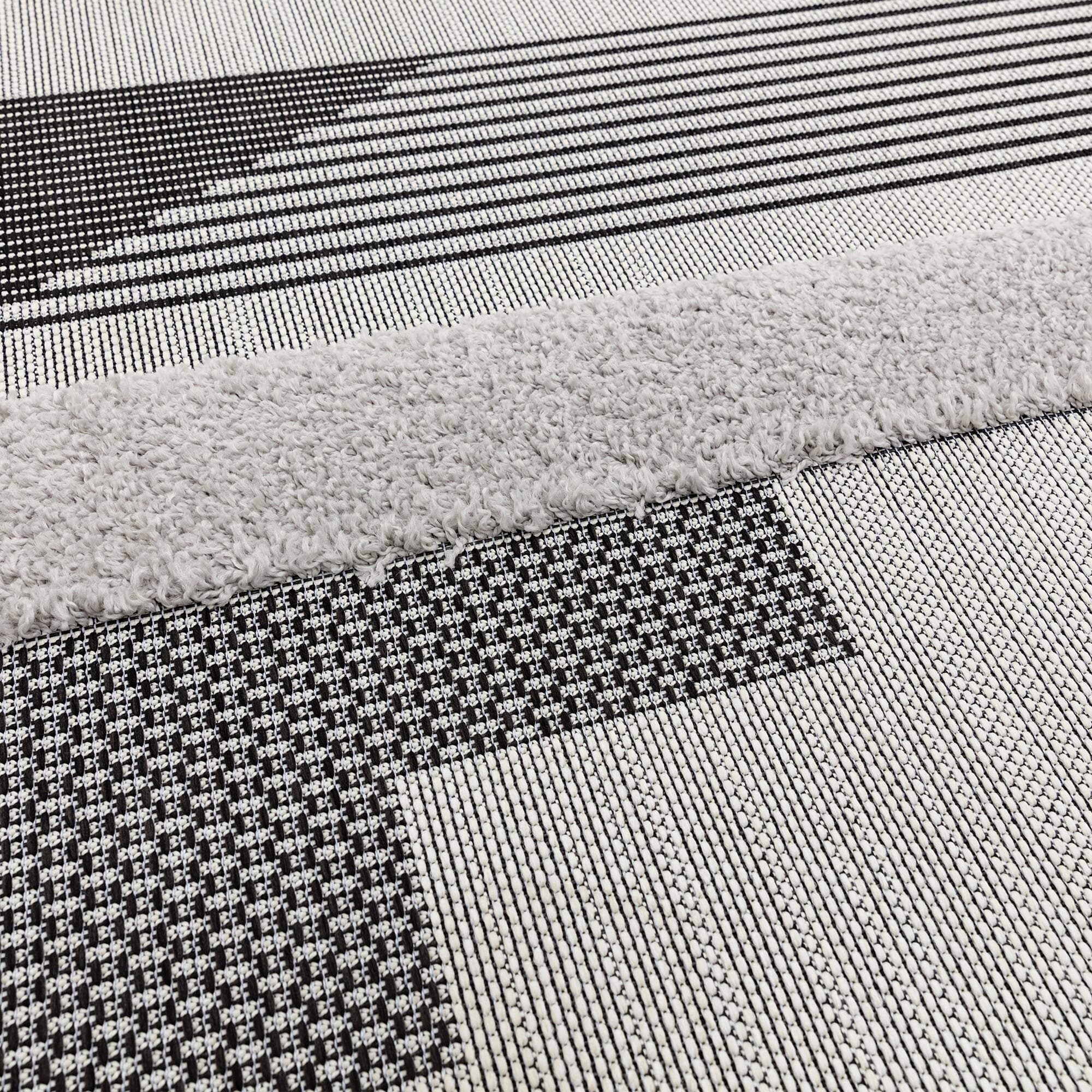 Alfombra geométrica Monty negro/gris para interior/exterior MN05