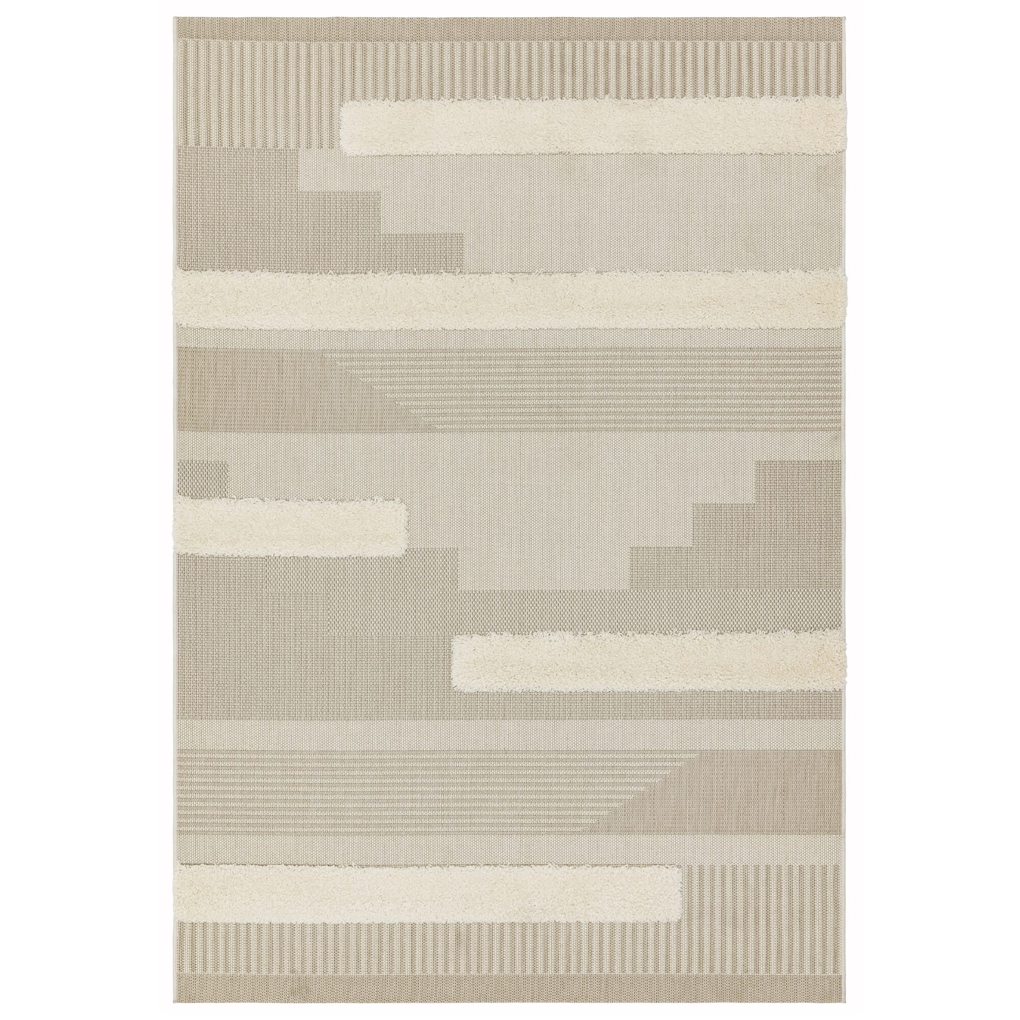 Alfombra geométrica Monty natural/crema para interior/exterior MN06
