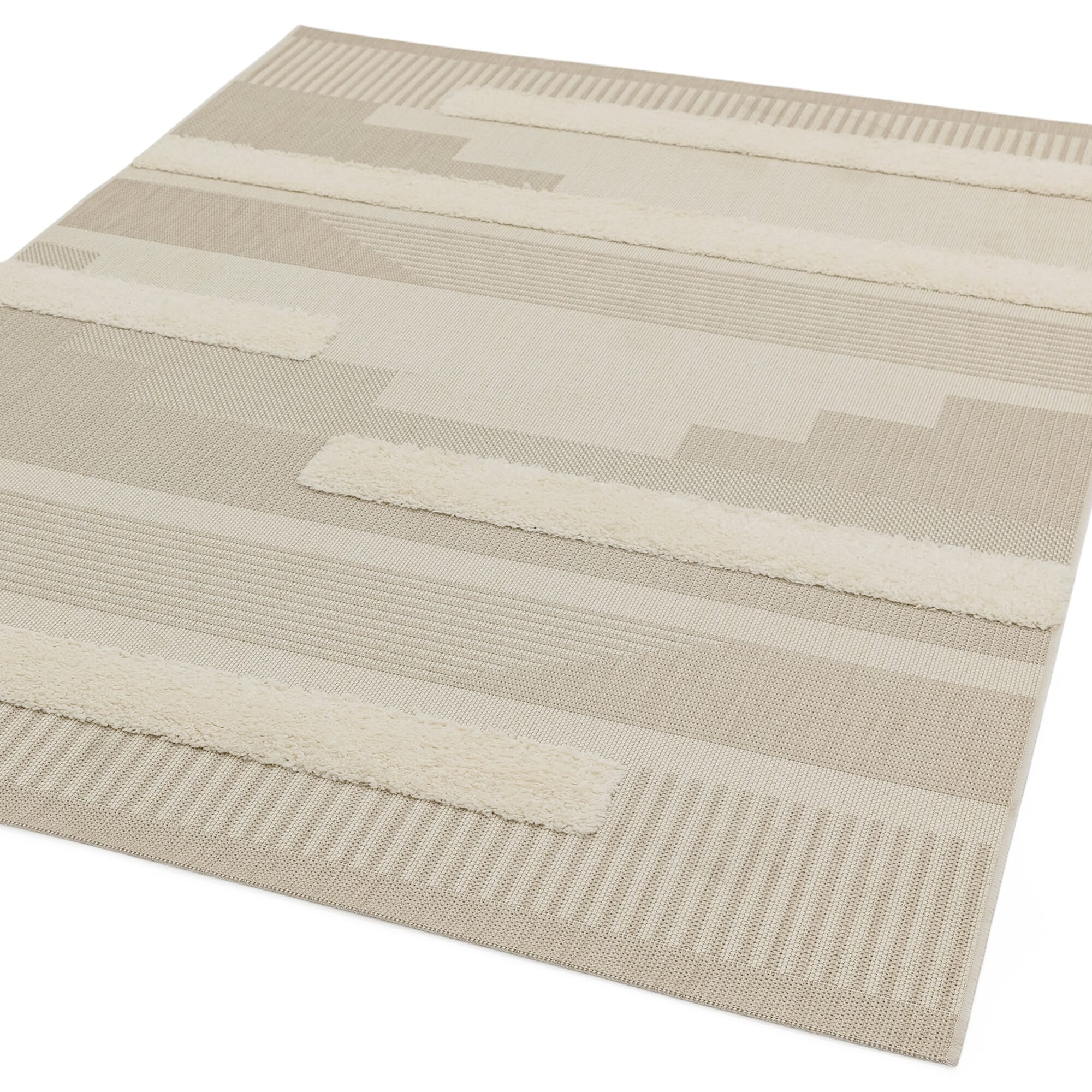 Alfombra geométrica Monty natural/crema para interior/exterior MN06
