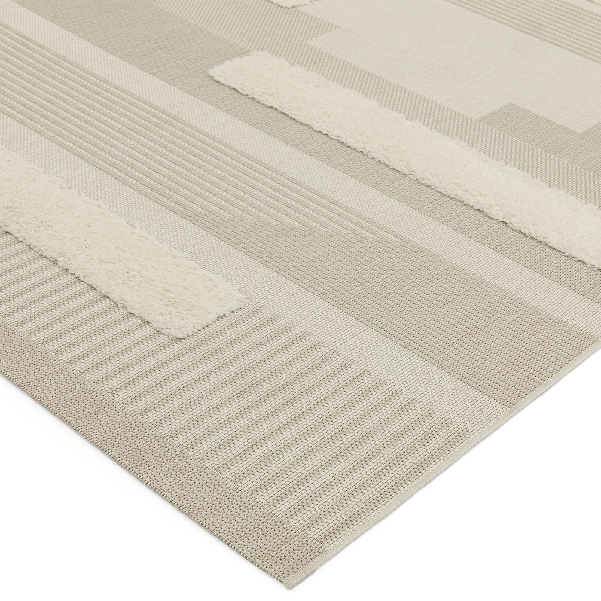 Alfombra geométrica Monty natural/crema para interior/exterior MN06