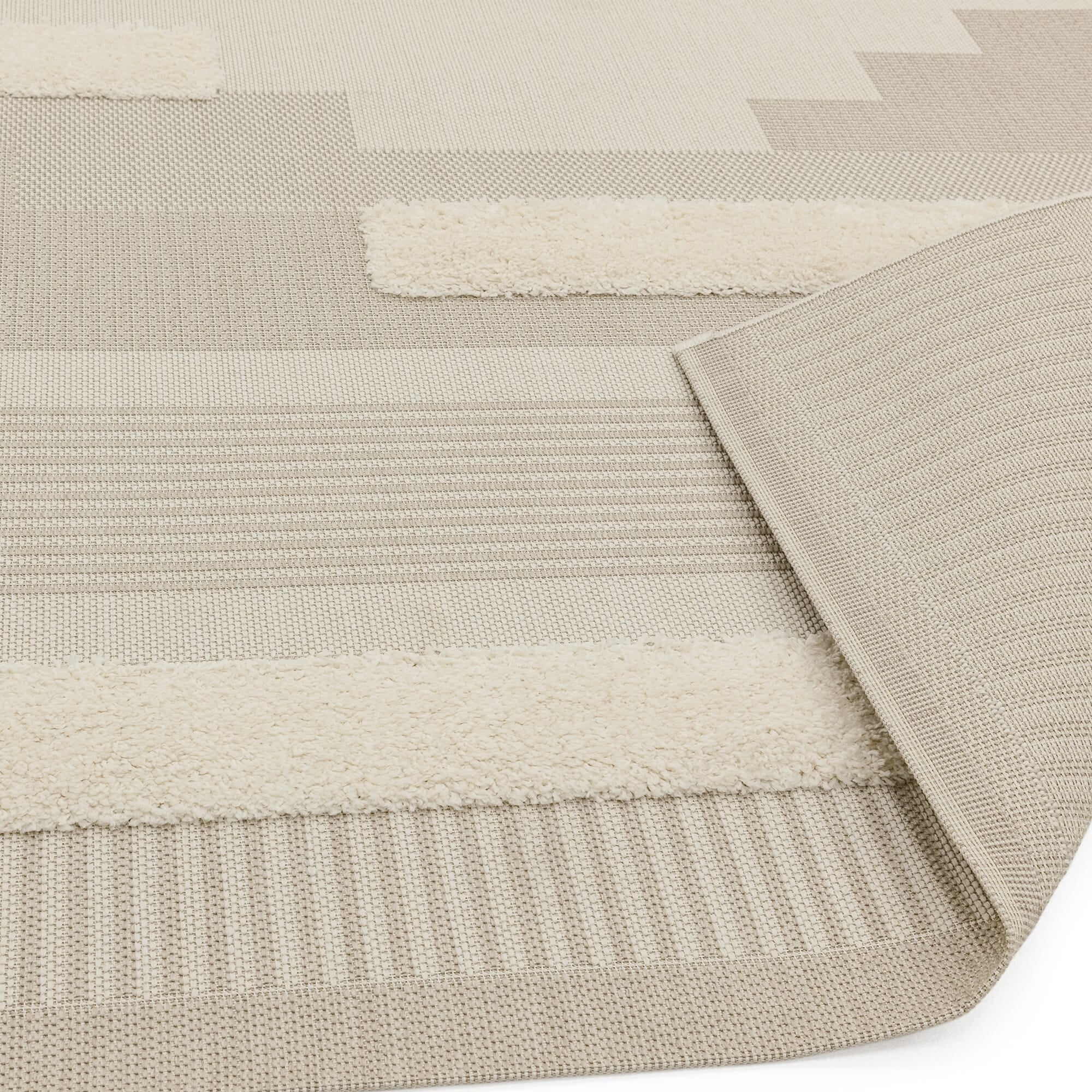 Alfombra geométrica Monty natural/crema para interior/exterior MN06
