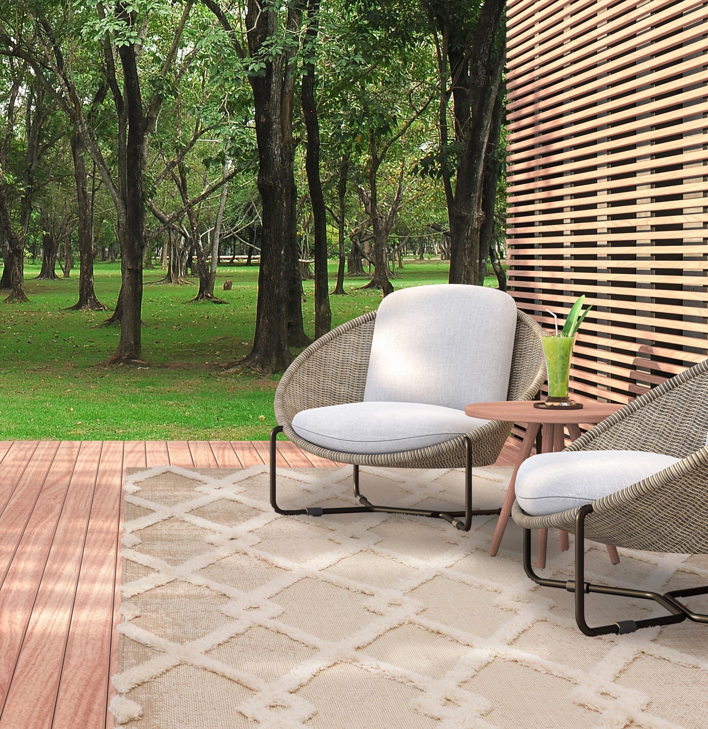 Alfombra de diamantes Monty beige/crema para interior/exterior MN07