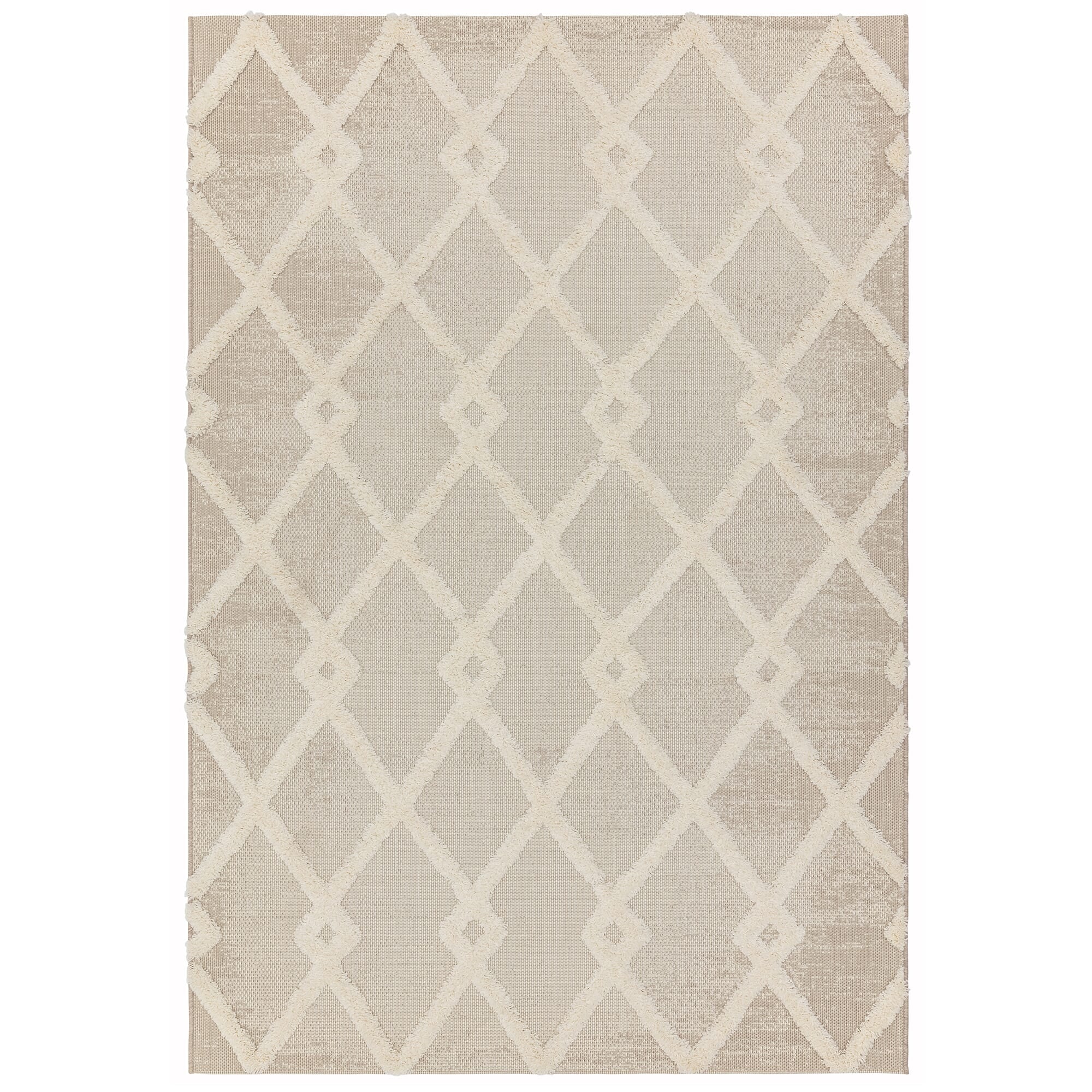 Alfombra de diamantes Monty beige/crema para interior/exterior MN07