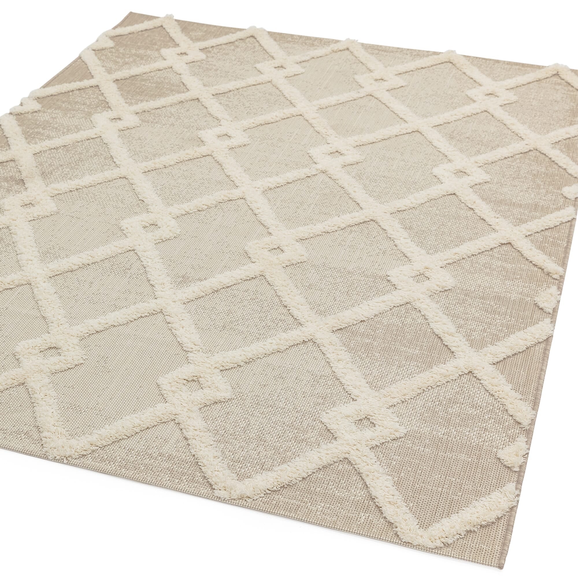Alfombra de diamantes Monty beige/crema para interior/exterior MN07