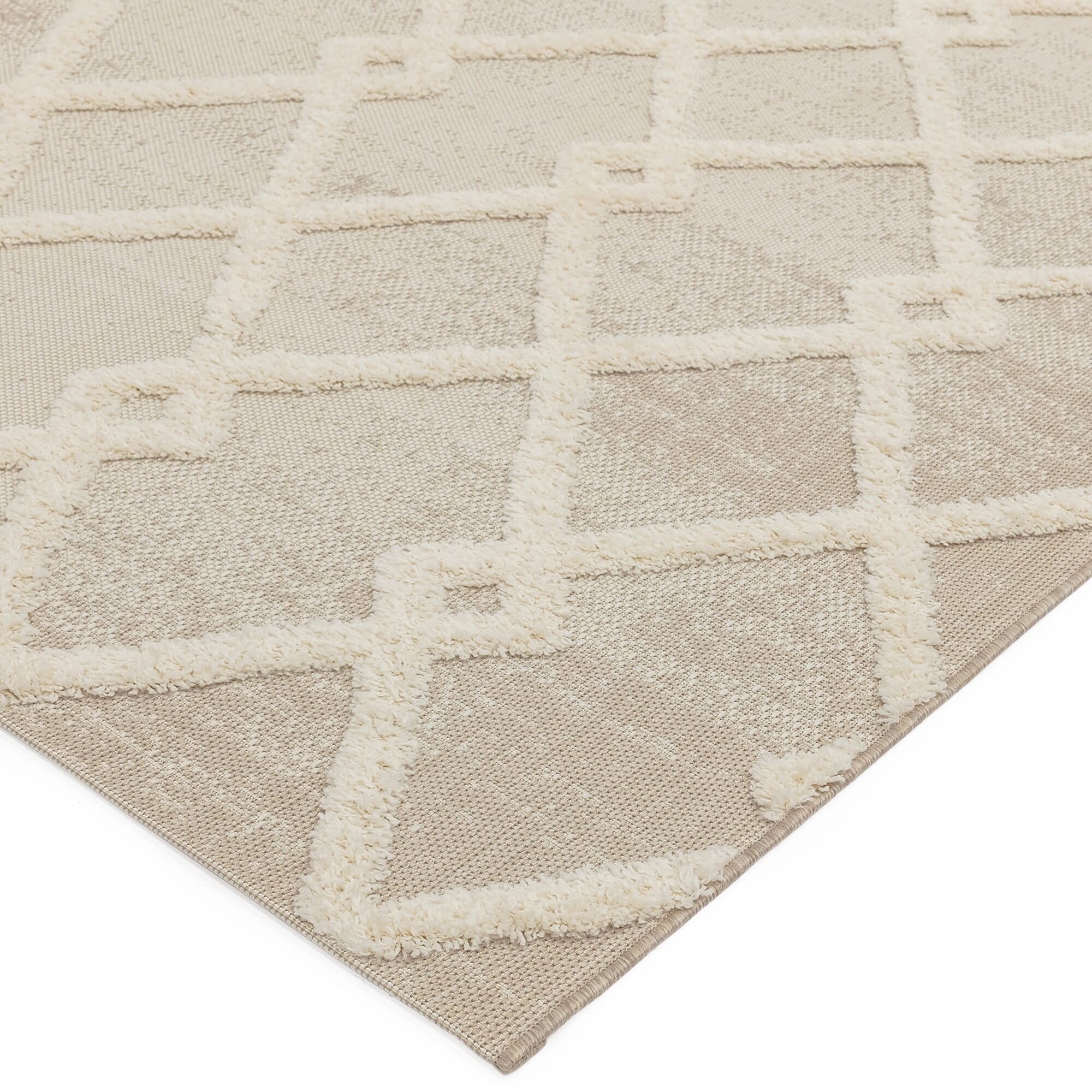 Alfombra de diamantes Monty beige/crema para interior/exterior MN07