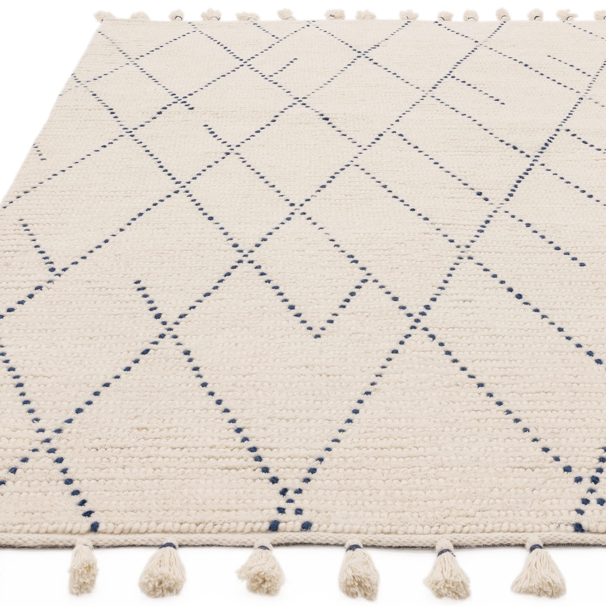 Nepal Cream Blue Diamond Rug