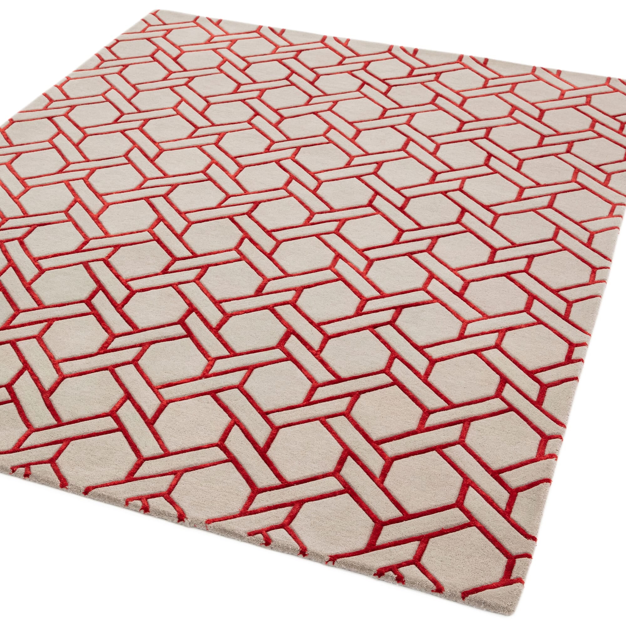 Alfombra Nexus Fine Lines plateada/roja
