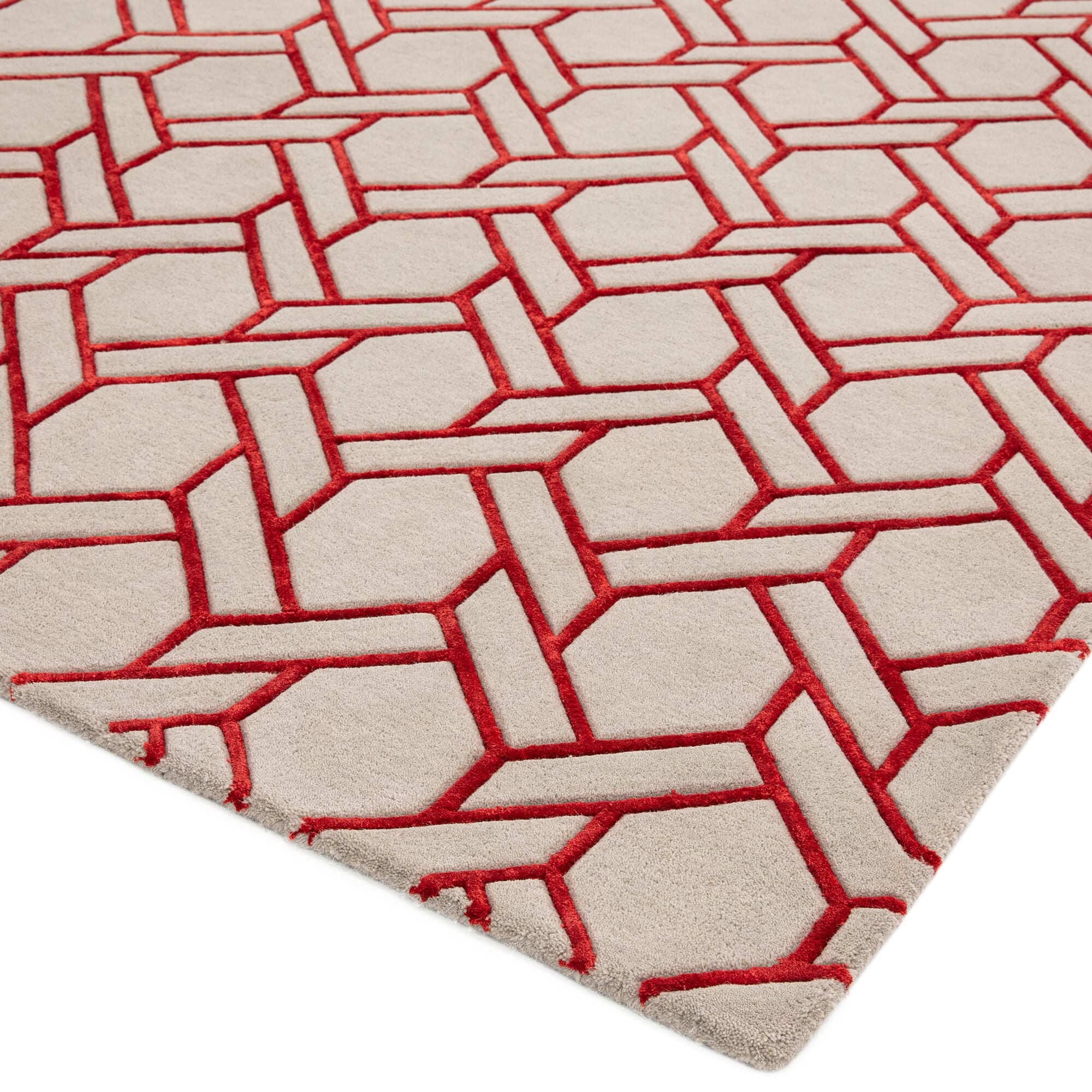 Alfombra Nexus Fine Lines plateada/roja