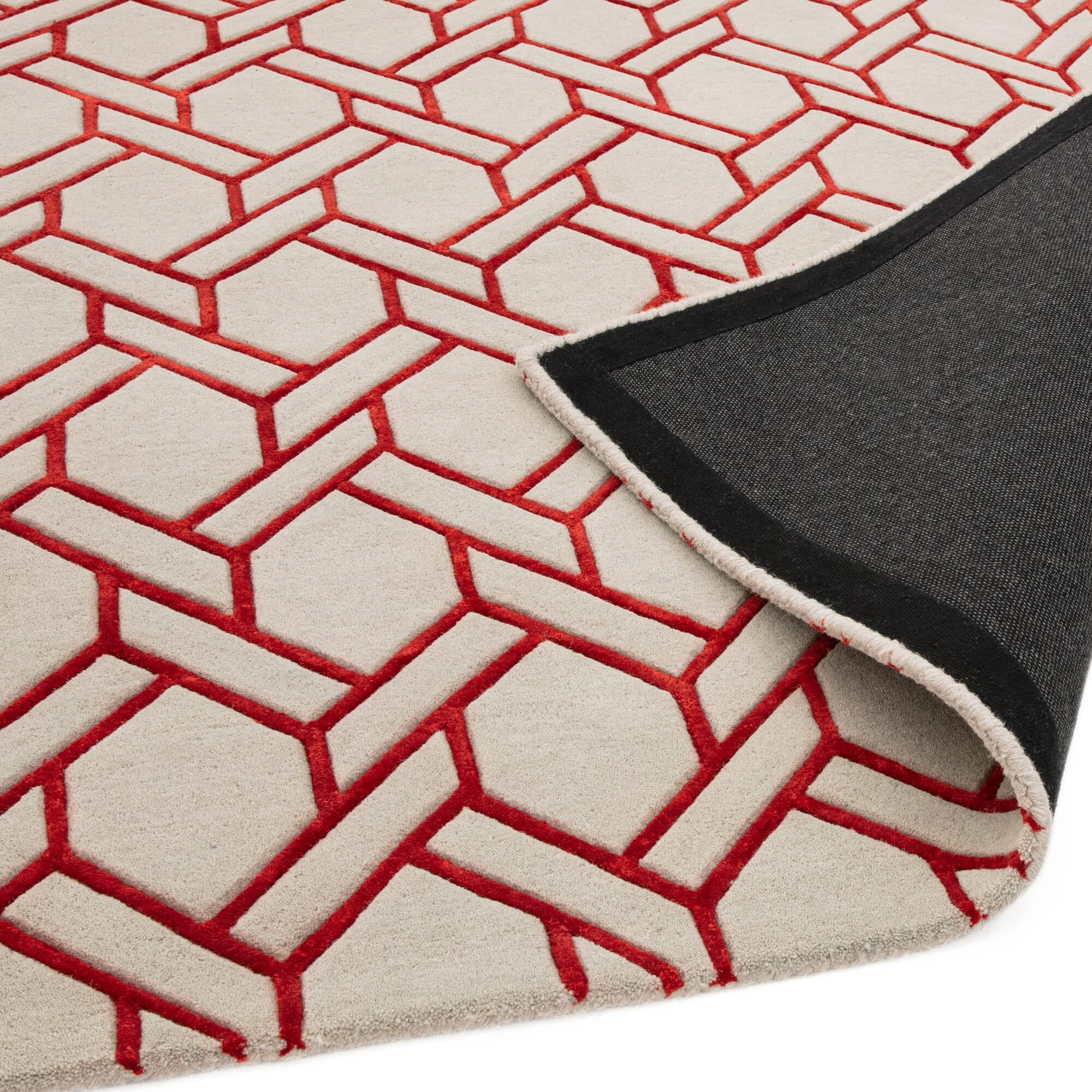 Alfombra Nexus Fine Lines plateada/roja