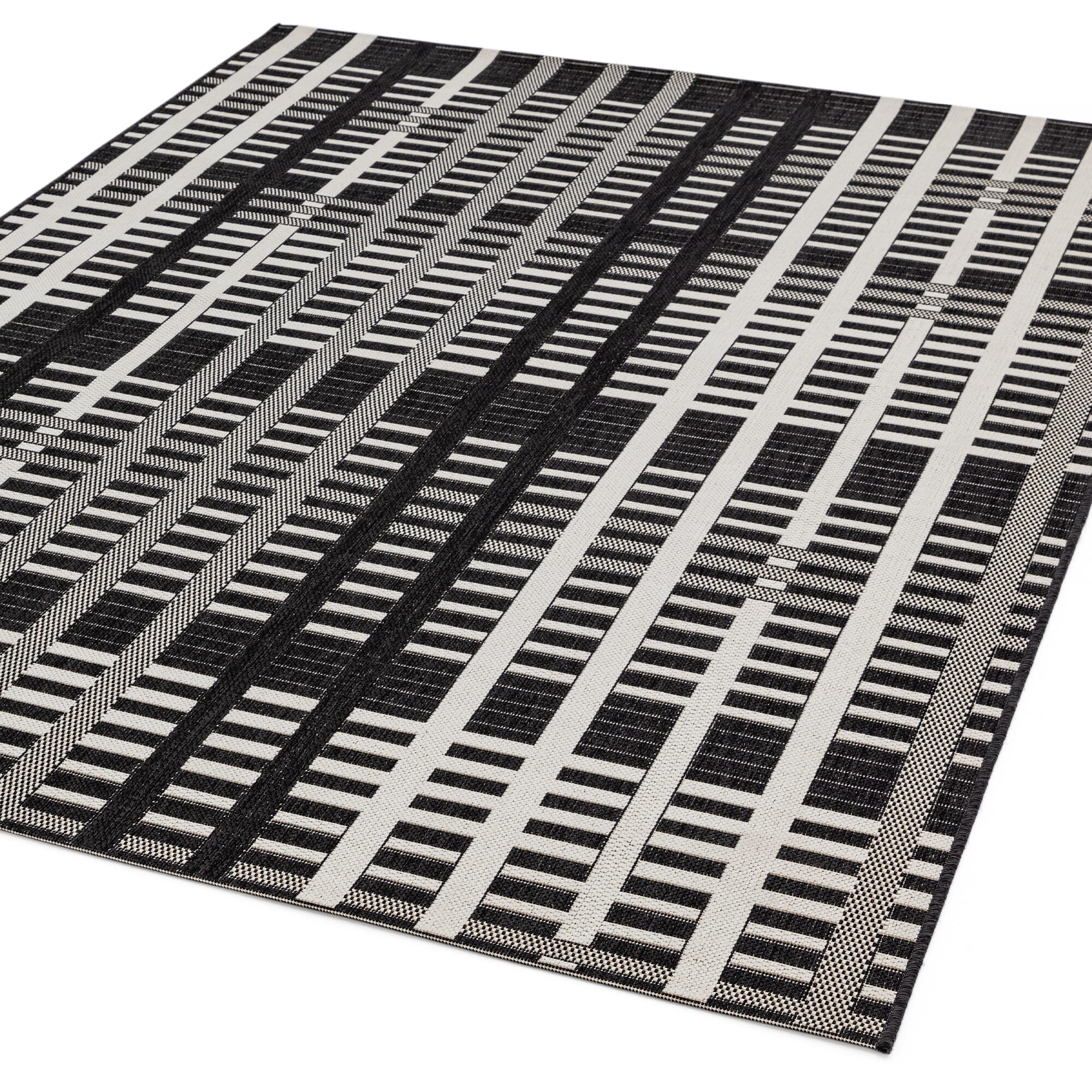 Alfombra de interior/exterior Patio Black Grid PAT22