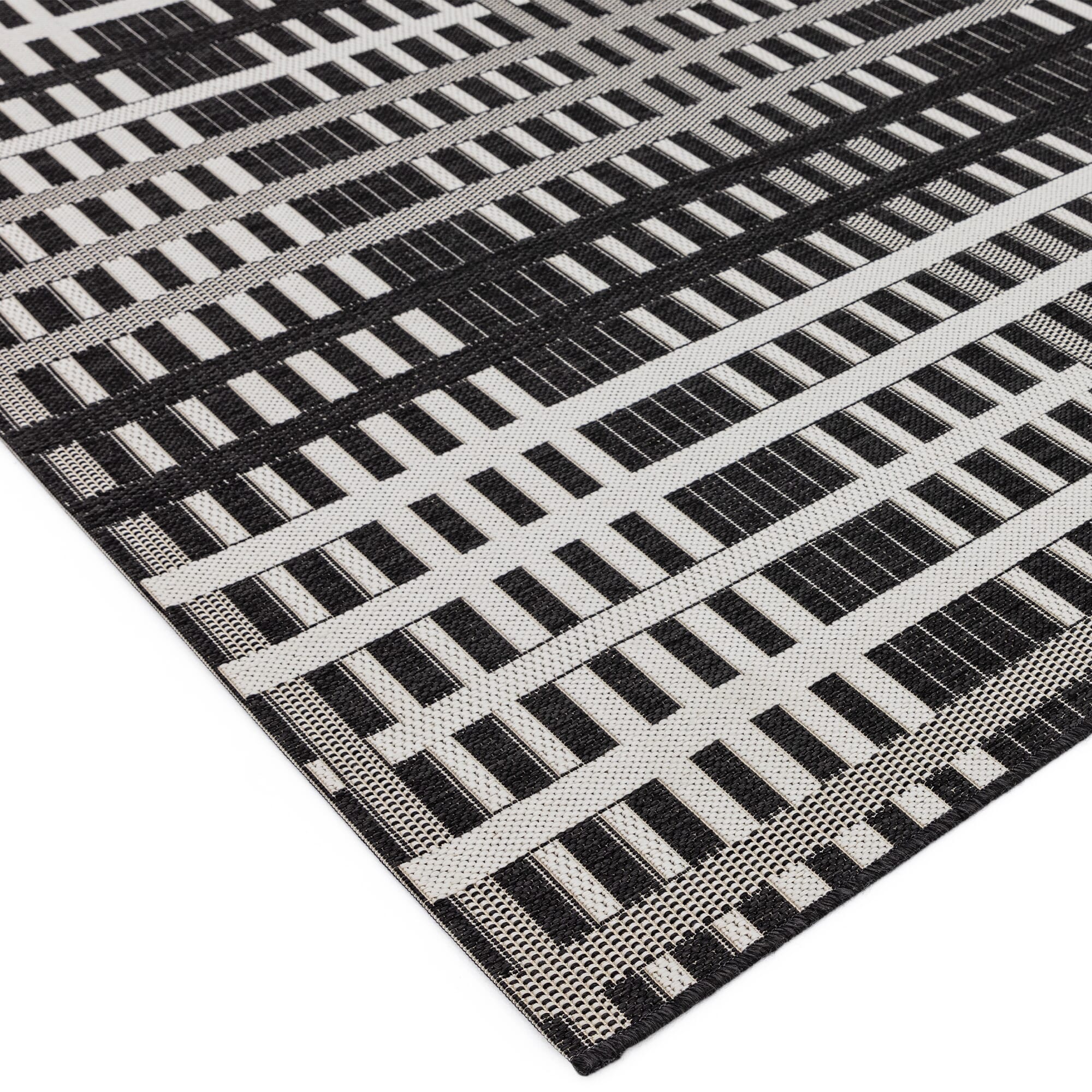 Alfombra de interior/exterior Patio Black Grid PAT22