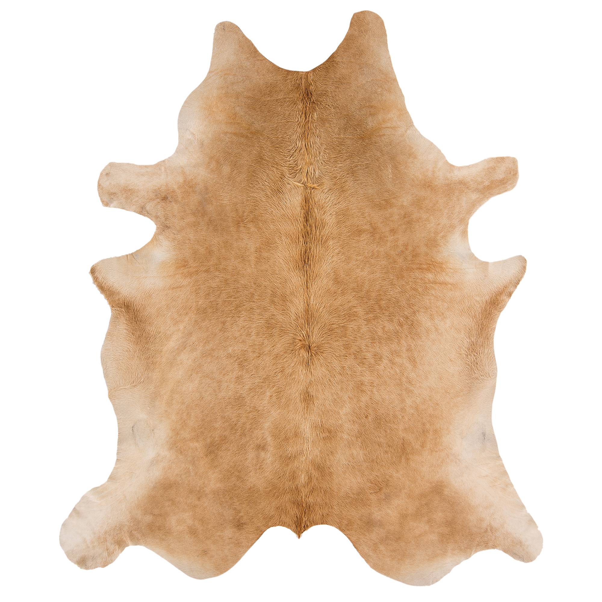 Alfombra Rodeo Beige Sólido de Piel de Vaca