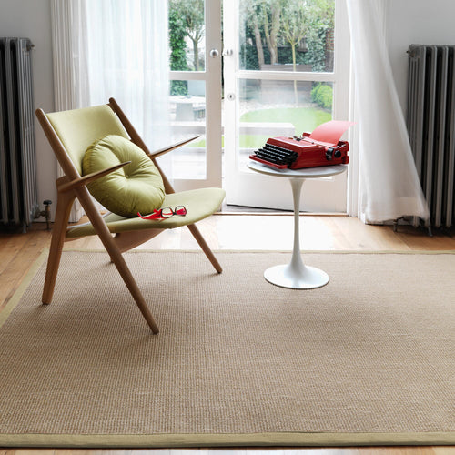 Alfombra de Sisal Lino/Borde Salvia