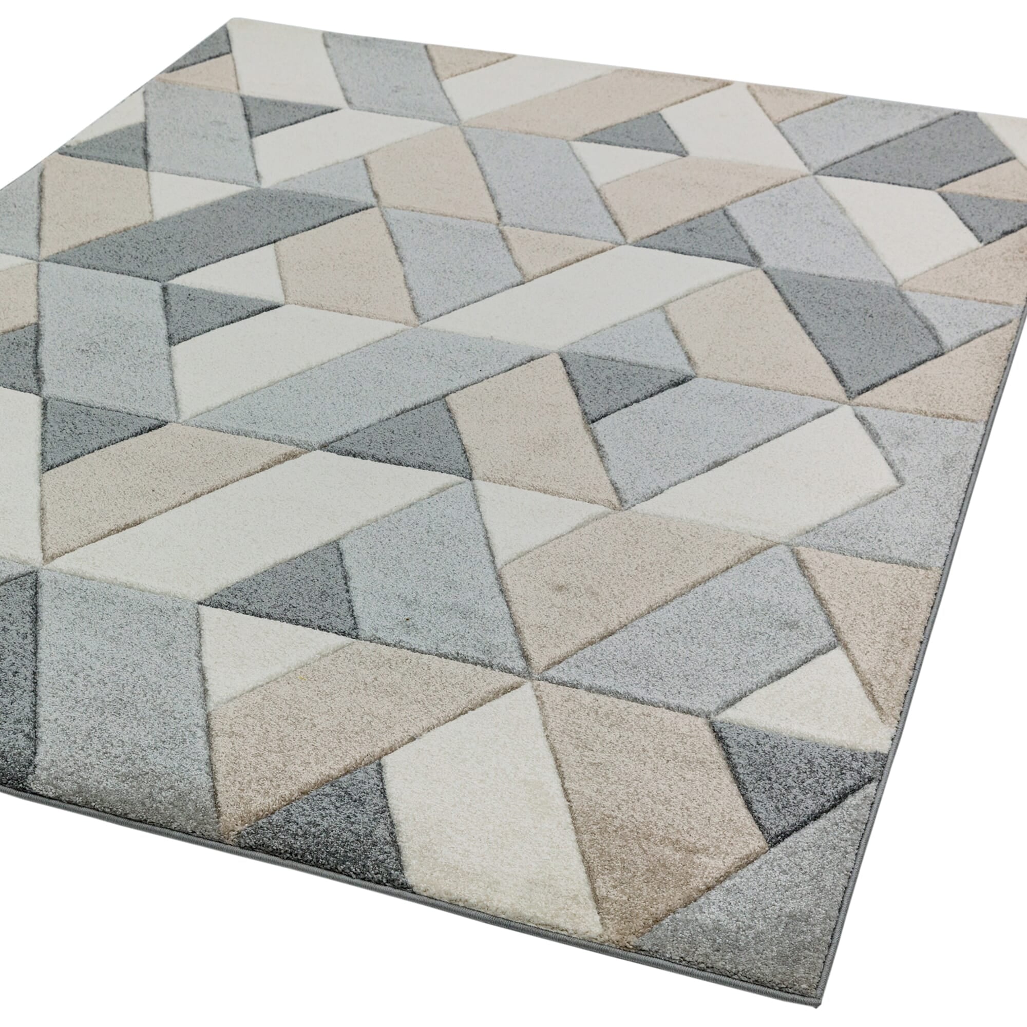 Alfombra Sketch Rombos Gris Moderna Tallada a Mano SK01