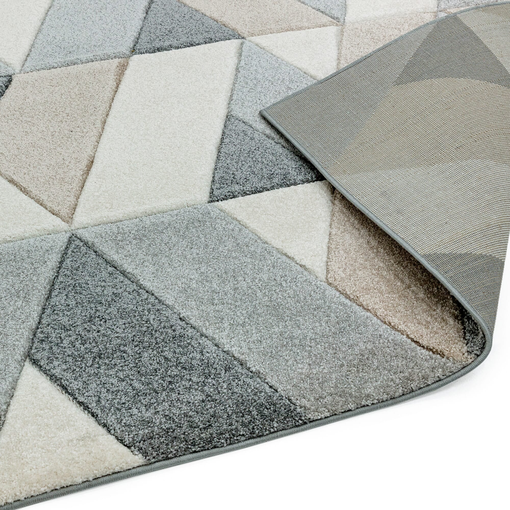 Alfombra Sketch Rombos Gris Moderna Tallada a Mano SK01
