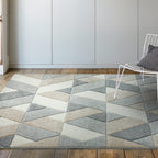 Alfombra Sketch Rombos Gris Moderna Tallada a Mano SK01