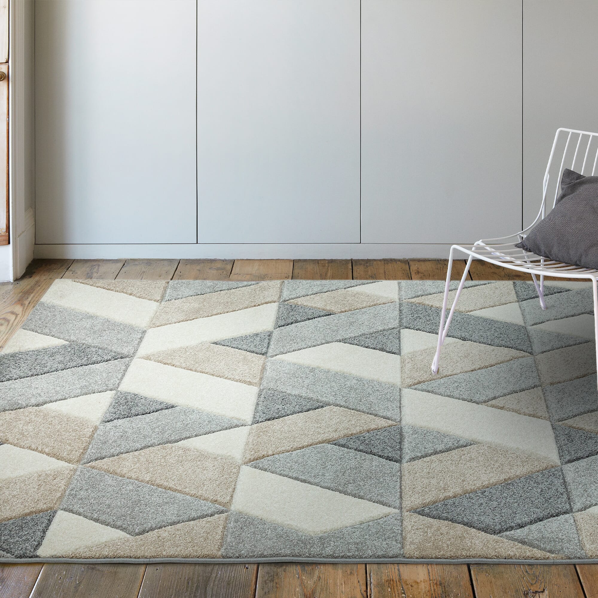 Sketch Rhombus Grey Modern Hand Carved Rug SK01